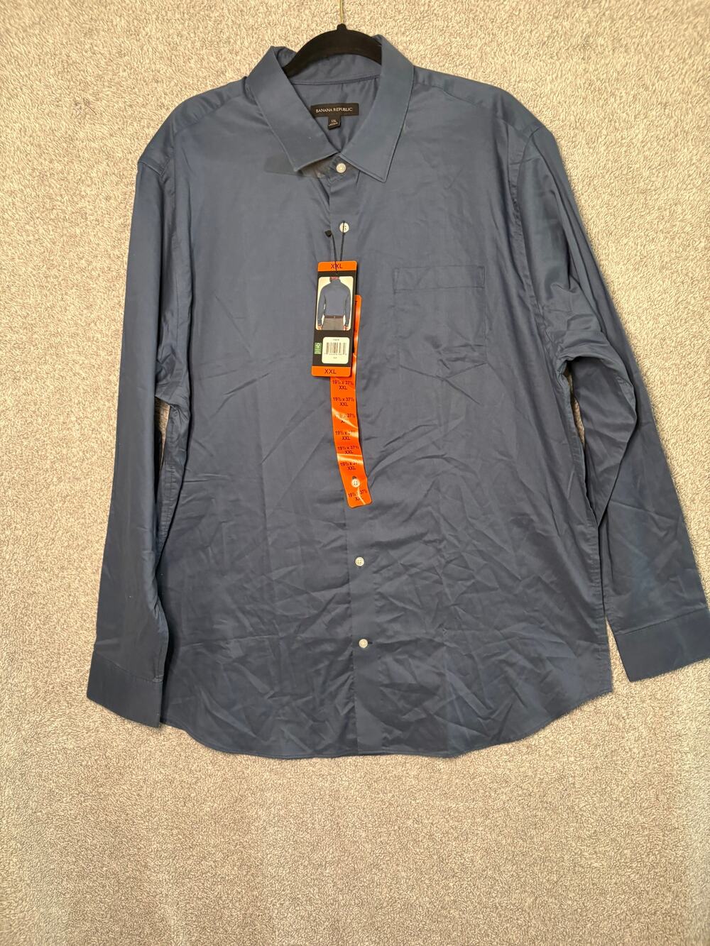 NWT Blue Dress Shirt XXL 19.5 37.5 Non Iron Slim Fit Cotton